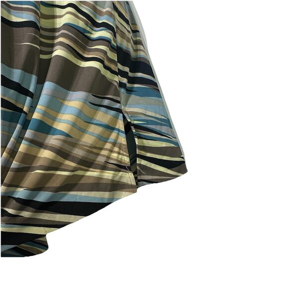 BCBG MaxAzria Stretch Dress M Surplice Wrap Blue Brown Stripe 3/4 Sleeve - Picture 3 of 6